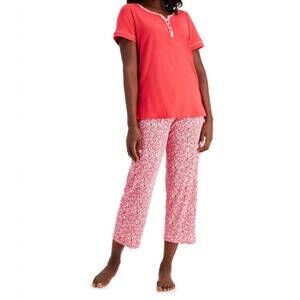 NEW CHARTER CLUB LUXURY cotton capri pajama set in poppy ditsy
